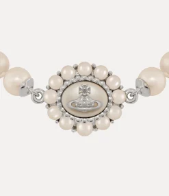 Necklaces|Necklaces|Vivienne Westwood Amaya Large Pearl Necklace PLATINUM / CREAMROSE Pearl