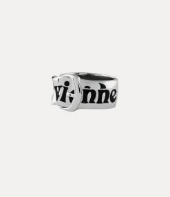 Rings|Classic Styles|Vivienne Westwood Belt Ring PLATINUM / BLACK Enamel