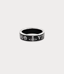 Rings|Rings|Vivienne Westwood Conduit Street Ring PLATINUM / BLACK Enamel