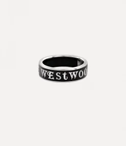 Rings|Rings|Vivienne Westwood Conduit Street Ring PLATINUM / BLACK Enamel