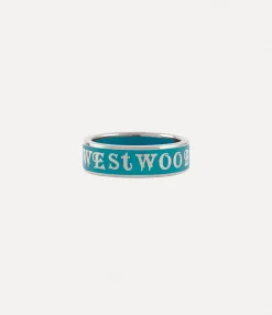 Rings|Rings|Vivienne Westwood Conduit Street Ring PLATINUM / TURQUOISE Enamel