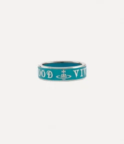 Rings|Rings|Vivienne Westwood Conduit Street Ring PLATINUM / TURQUOISE Enamel