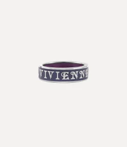 Rings|Rings|Vivienne Westwood Conduit Street Ring PLATINUM / NAVY, AUBERGINE Enamel