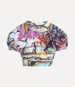 Sweatshirts And T-Shirts|Tops And Shirts|Vivienne Westwood Cropped Football T-shirt GRAFFITI