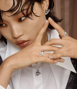 Rings|Vivienne Westwood Feodora Ring PLATINUM / WHITE CZ / CREAMROSE Pearl