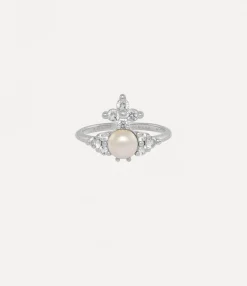Rings|Vivienne Westwood Feodora Ring PLATINUM / WHITE CZ / CREAMROSE Pearl