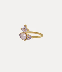 Rings|Vivienne Westwood Feodora Ring GOLD / LIGHT PURPLE CZ / CRYSTAL ROSALINE Pearl