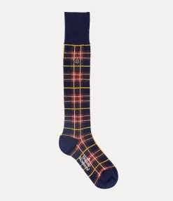 Socks|Socks And Tights|Vivienne Westwood High Tartan Sock NAVY BLUE