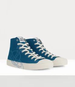 Trainers|Vivienne Westwood High Top Canvas Plimsoll PETROL BLUE