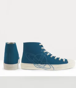 Trainers|Vivienne Westwood High Top Canvas Plimsoll PETROL BLUE