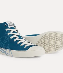 Trainers|Vivienne Westwood High Top Canvas Plimsoll PETROL BLUE