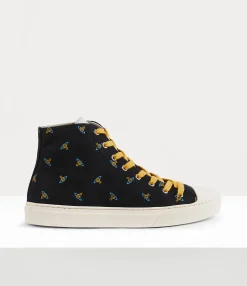 Trainers|Vivienne Westwood High Top Canvas Plimsoll BLACK/BABY ORBS