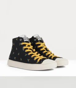 Trainers|Vivienne Westwood High Top Canvas Plimsoll BLACK/BABY ORBS