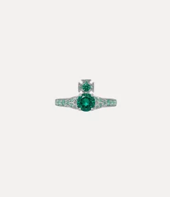 Rings|Vivienne Westwood Ismene Ring PLATINUM / GREEN CZ
