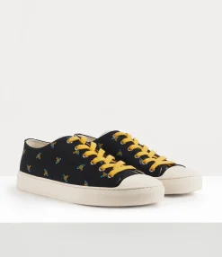 Trainers|Vivienne Westwood Low Top Canvas Plimsoll BLACK/BABY ORBS