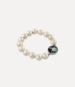 Bracelets|Classic Styles|Vivienne Westwood Man. Loelia Large Pearl Bracelet PLATINUM/BLACK,OFF-WHITE,GREEN,RED