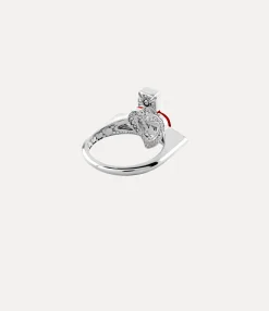 Rings|Vivienne Westwood New Diamante Heart Ring PLATINUM / CRYSTAL Crystal / INDIAN PINK Enamel