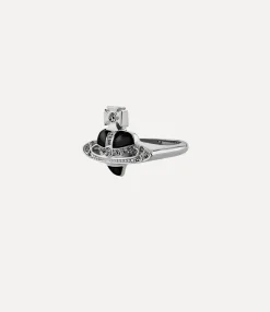 Rings|Rings|Vivienne Westwood New Diamante Heart Ring PLATINUM/BLACK DIAMOND Crystal/BLACK