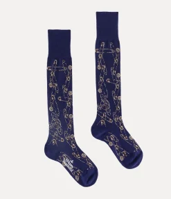 Socks|Socks And Tights|Vivienne Westwood Safety Pin High Sock NAVY BLUE