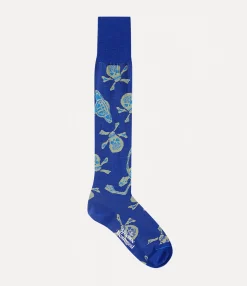 Socks|Socks And Tights|Vivienne Westwood Skull High Sock BLUE
