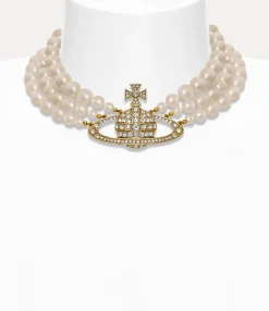Necklaces|Classic Styles|Vivienne Westwood Three Row Pearl Bas Relief Choker