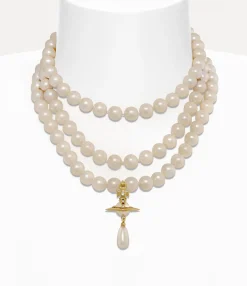 Necklaces|Classic Styles|Vivienne Westwood Three Row Pearl Drop Choker