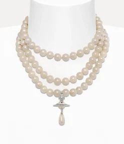 Necklaces|Classic Styles|Vivienne Westwood Three Row Pearl Drop Choker