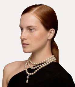 Necklaces|Classic Styles|Vivienne Westwood Three Row Pearl Drop Choker