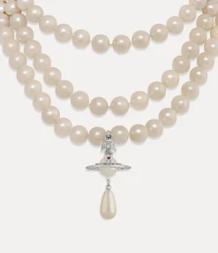 Necklaces|Classic Styles|Vivienne Westwood Three Row Pearl Drop Choker